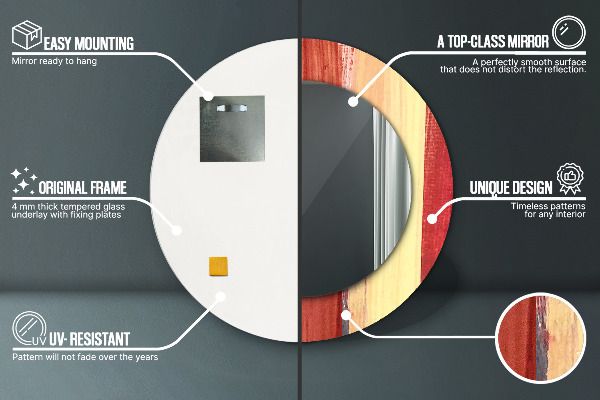 Espelho com moldura impressa redondo Imagem abstrata