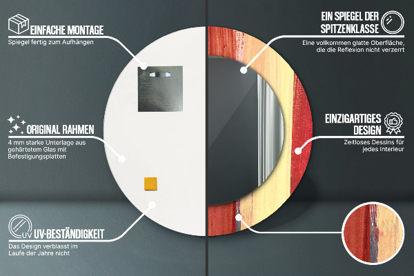 Espelho com moldura impressa redondo Imagem abstrata