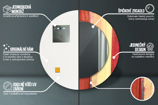 Espelho com moldura impressa redondo Imagem abstrata