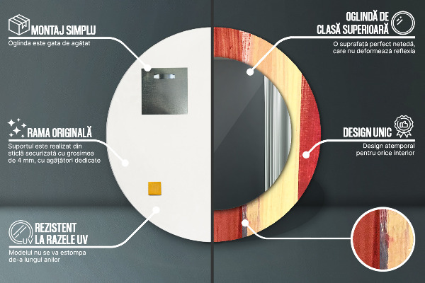 Espelho com moldura impressa redondo Imagem abstrata