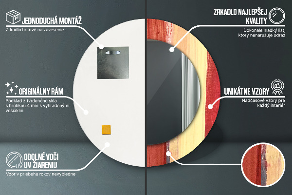 Espelho com moldura impressa redondo Imagem abstrata