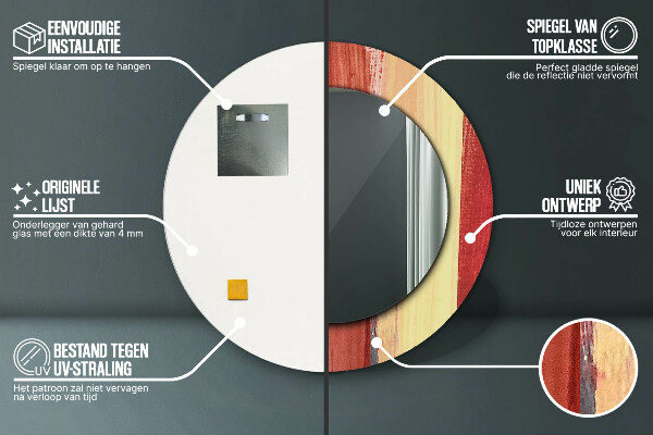 Espelho com moldura impressa redondo Imagem abstrata