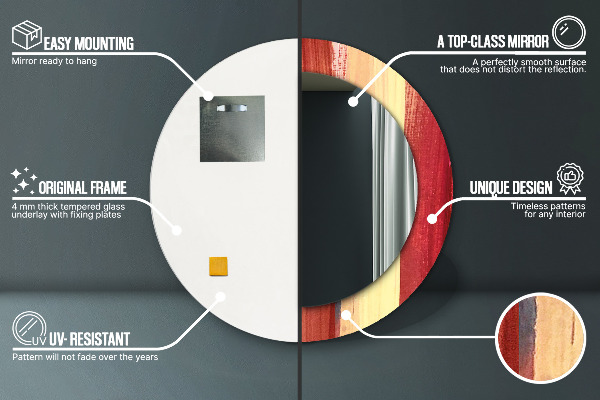 Espelho com moldura impressa redondo Imagem abstrata