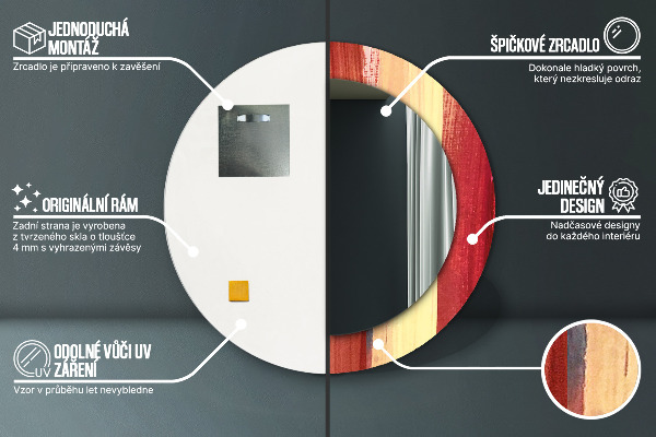 Espelho com moldura impressa redondo Imagem abstrata