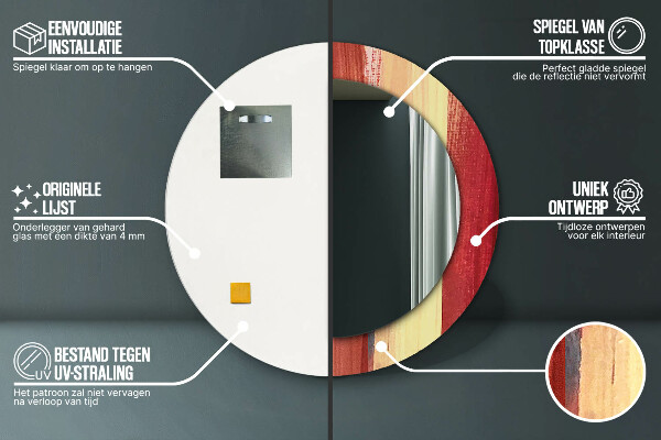 Espelho com moldura impressa redondo Imagem abstrata