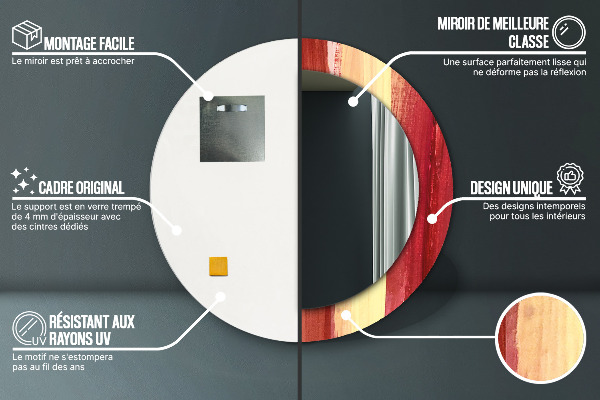 Espelho com moldura impressa redondo Imagem abstrata