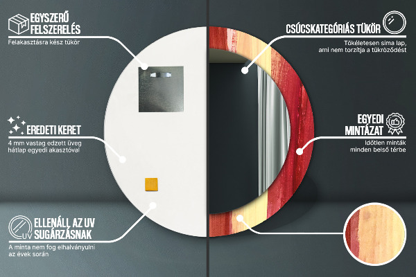 Espelho com moldura impressa redondo Imagem abstrata