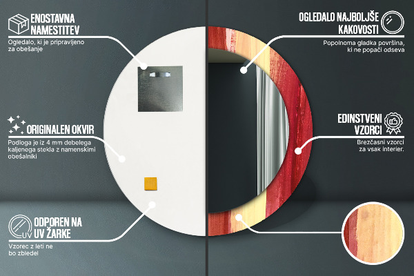 Espelho com moldura impressa redondo Imagem abstrata