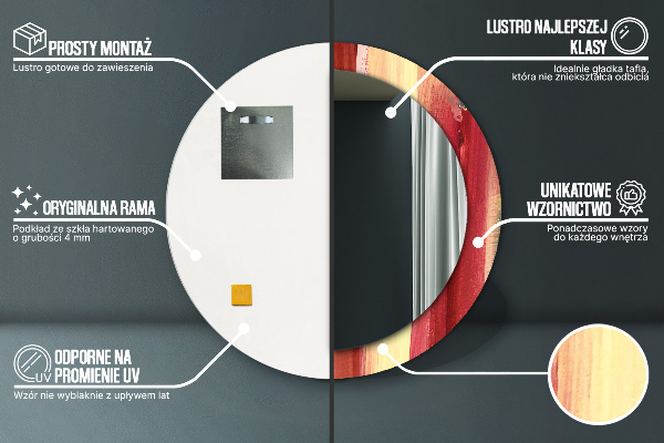 Espelho com moldura impressa redondo Imagem abstrata