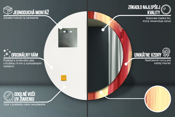 Espelho com moldura impressa redondo Imagem abstrata