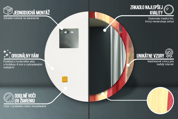 Espelho com moldura impressa redondo Imagem abstrata