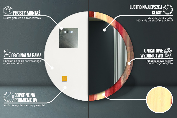 Espelho com moldura impressa redondo Imagem abstrata