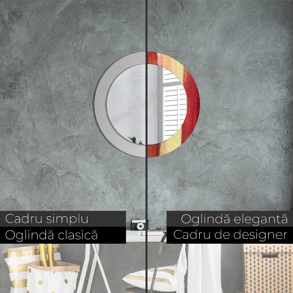 Espelho com moldura impressa redondo Imagem abstrata