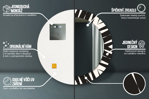 Espelho de parede circular decorativo Abstração geométrica