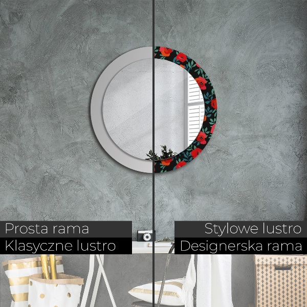 Espelho circular de parede decorativo Papoila vermelha
