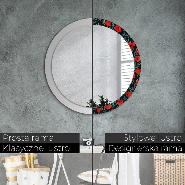 Espelho circular de parede decorativo Papoila vermelha