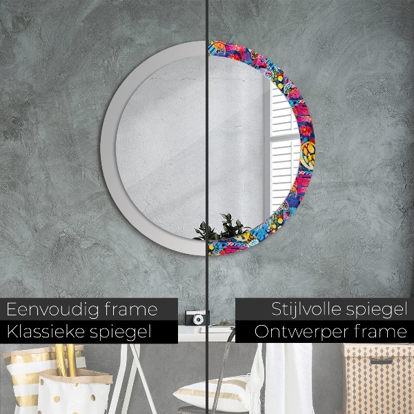 Espelho circular de parede decorativo Rabiscos coloridos
