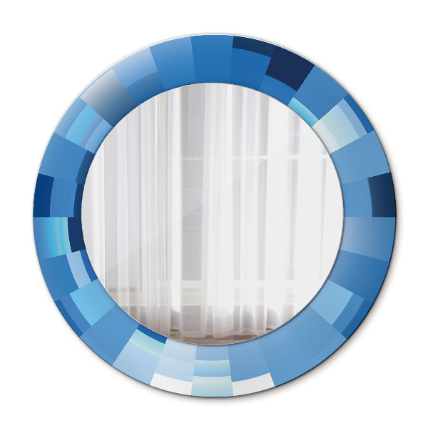 Espelho circular decorativo de parede Azul abstrato