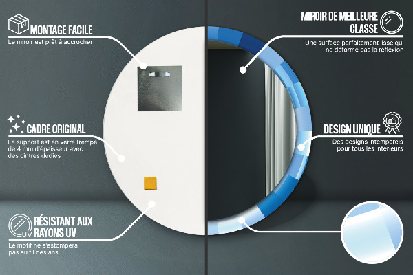 Espelho circular decorativo de parede Azul abstrato