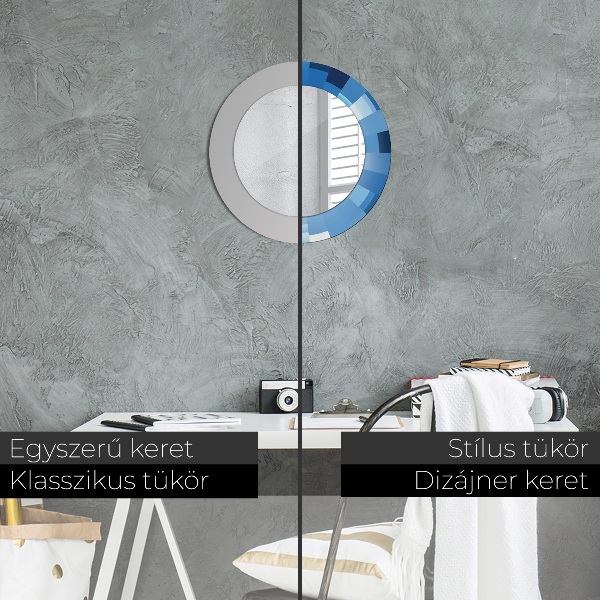 Espelho circular decorativo de parede Azul abstrato