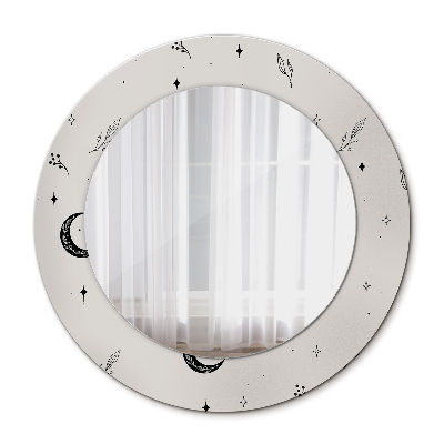 Espelho circular de parede decorativo Rabisco de plantas florais