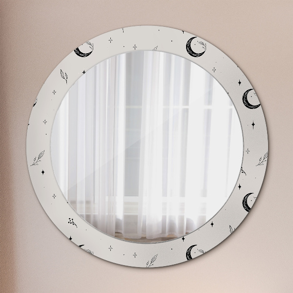 Espelho circular de parede decorativo Rabisco de plantas florais