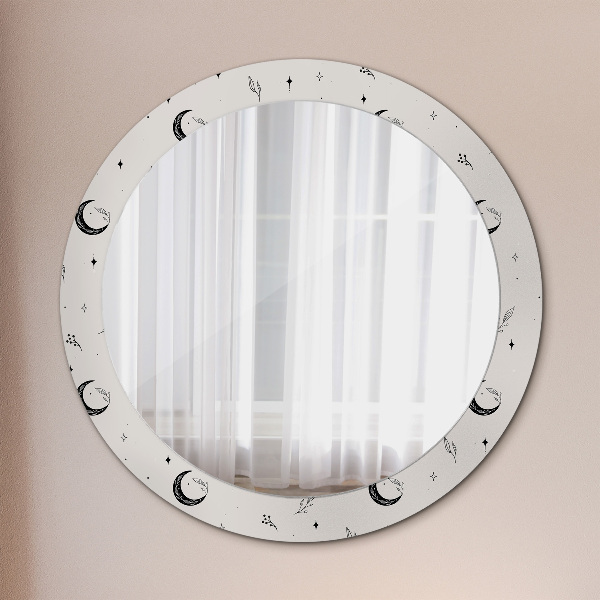 Espelho circular de parede decorativo Rabisco de plantas florais