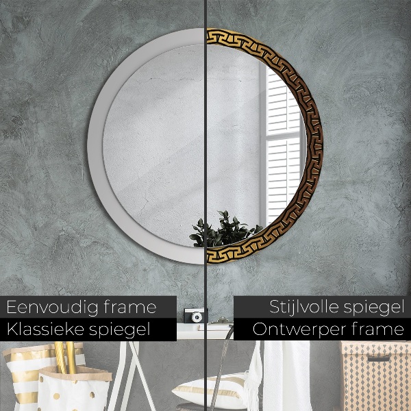 Espelho circular de parede decorativo Ornamento grego