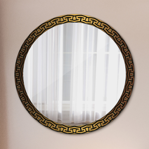 Espelho circular de parede decorativo Ornamento grego