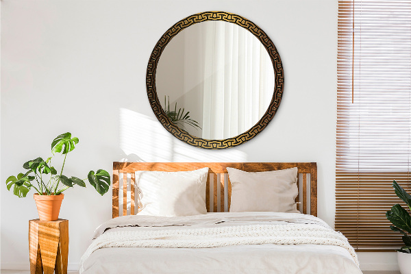 Espelho circular de parede decorativo Ornamento grego