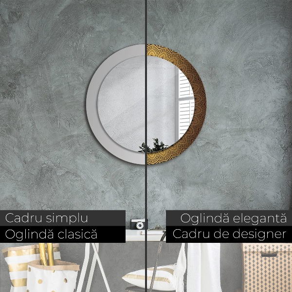 Espelho circular de parede decorativo Ornamento grego