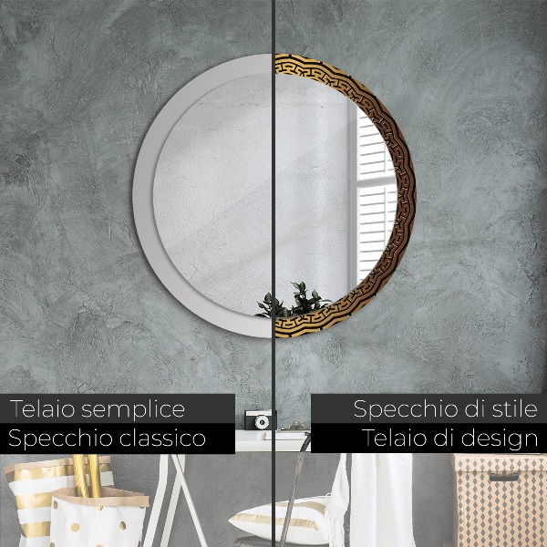 Espelho circular de parede decorativo Ornamento grego