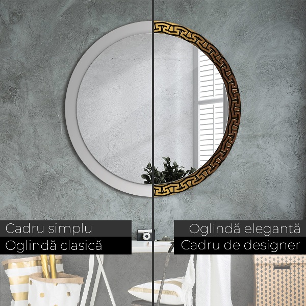 Espelho circular de parede decorativo Ornamento grego