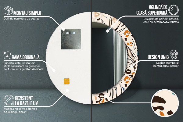 Espelho circular de parede decorativo Flores com um padrão de selva