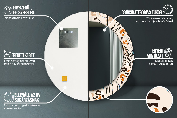 Espelho circular de parede decorativo Flores com um padrão de selva