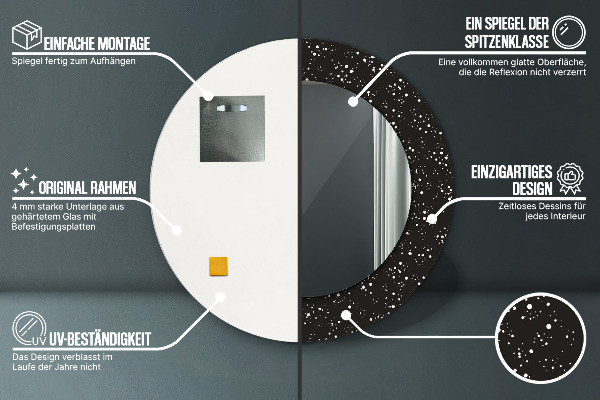 Espelho com moldura impressa redondo Pontos caóticos