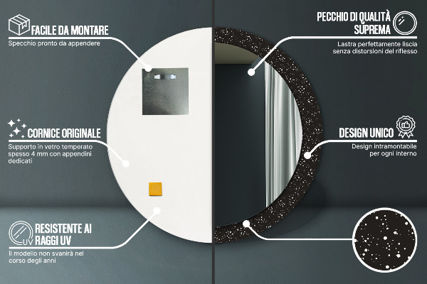 Espelho com moldura impressa redondo Pontos caóticos