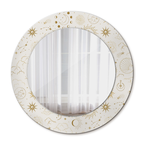 Espelho de parede circular decorativo Padrão místico esotérico