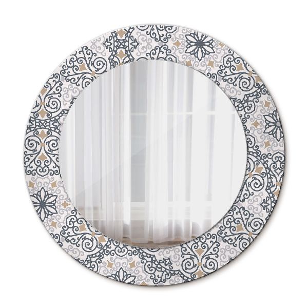Espelho de parede circular decorativo Ornamentos geométricos