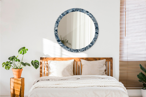 Espelho com moldura impressa redonda Colagem Ny