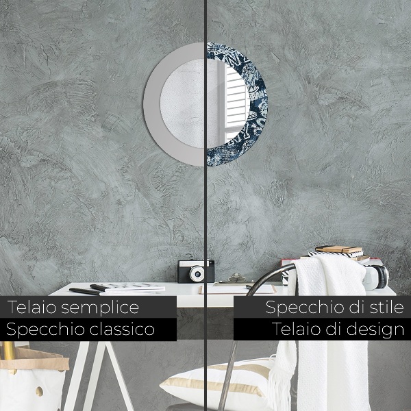 Espelho com moldura impressa redonda Colagem Ny