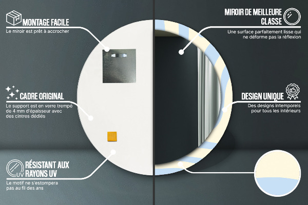Espelho de parede circular decorativo Forma abstrata