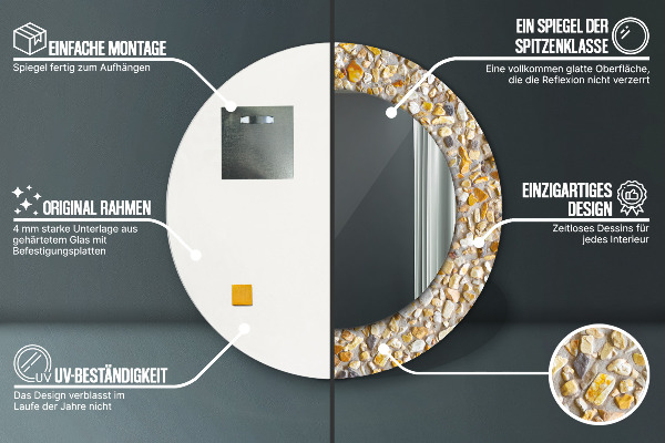 Espelho circular de parede decorativo Padrão de terraço