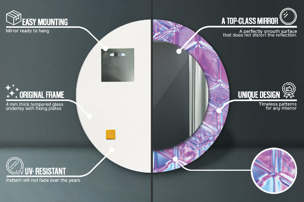 Espelho com moldura impressa redondo Abstrato surrealista