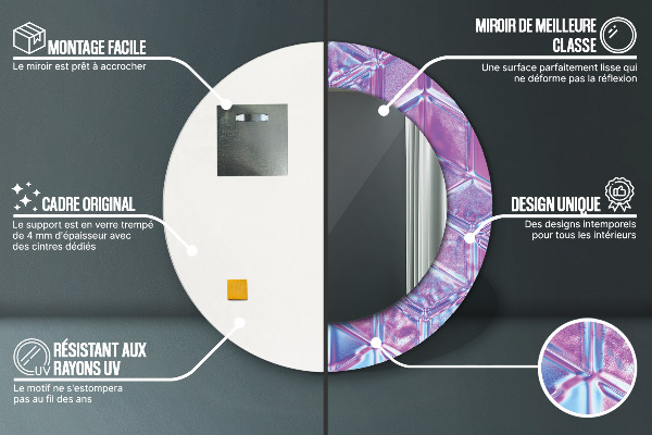 Espelho com moldura impressa redondo Abstrato surrealista