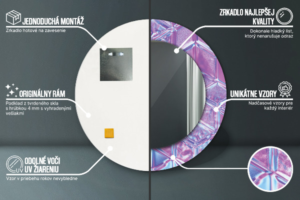 Espelho com moldura impressa redondo Abstrato surrealista