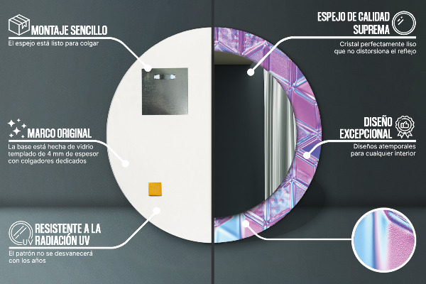 Espelho com moldura impressa redondo Abstrato surrealista