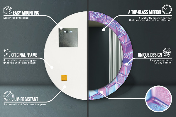 Espelho com moldura impressa redondo Abstrato surrealista