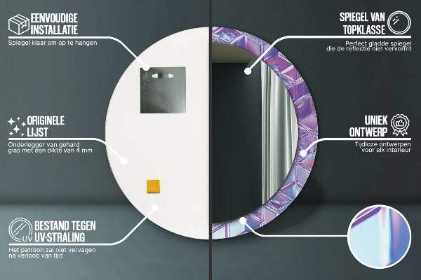 Espelho com moldura impressa redondo Abstrato surrealista