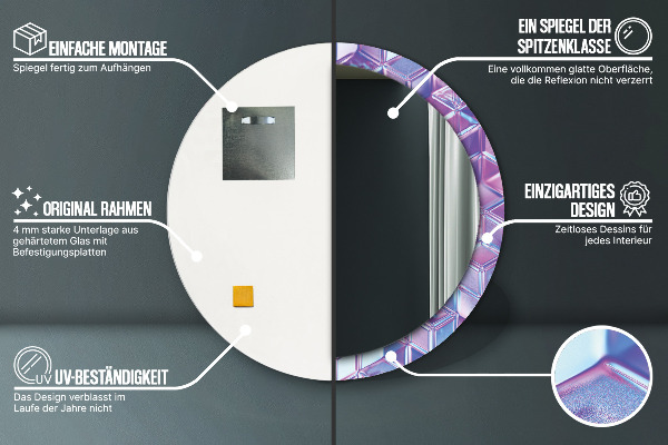 Espelho com moldura impressa redondo Abstrato surrealista